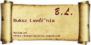 Buksz Lavínia névjegykártya